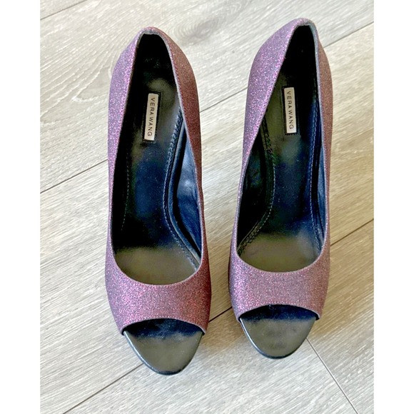 VERA WANG Women Size 10M Sparkling Purple Open Toe Pumps Heels Shoes - Picture 1 of 12